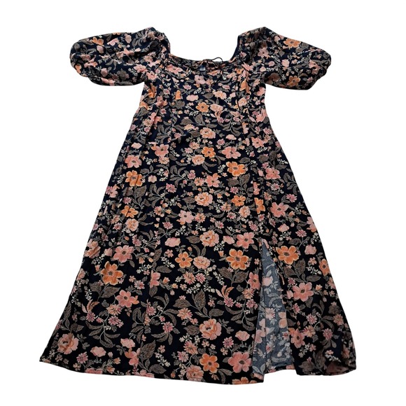 Old Navy Dresses & Skirts - Old Navy Dress Women's Large Midi Navy Floral Puff Sleeve Smocked Feminine